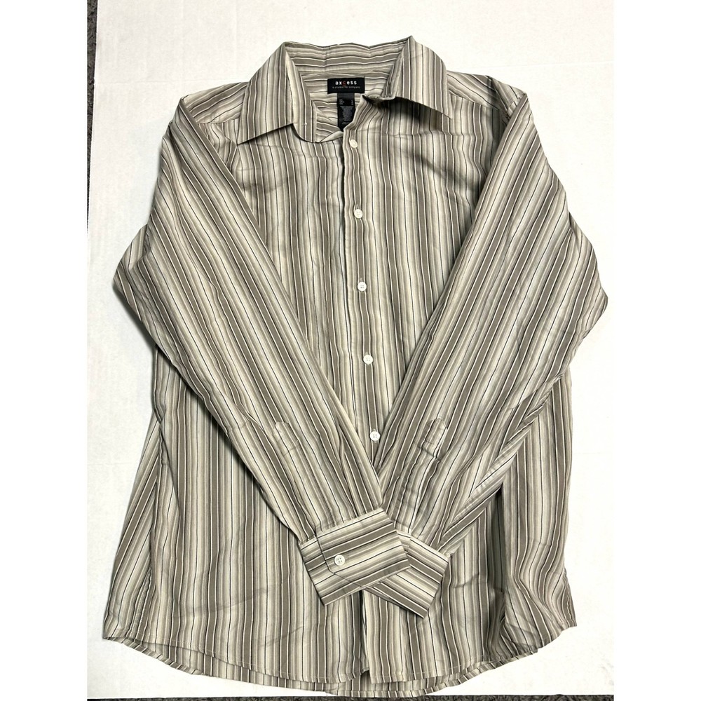 Mens Axcess Long sleeve Button Down Size Large Tan